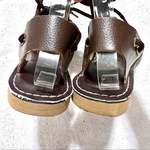KINO Alpagata brown leather gladiator ankle straps womens sandals size 7 - Picture 8 of 9